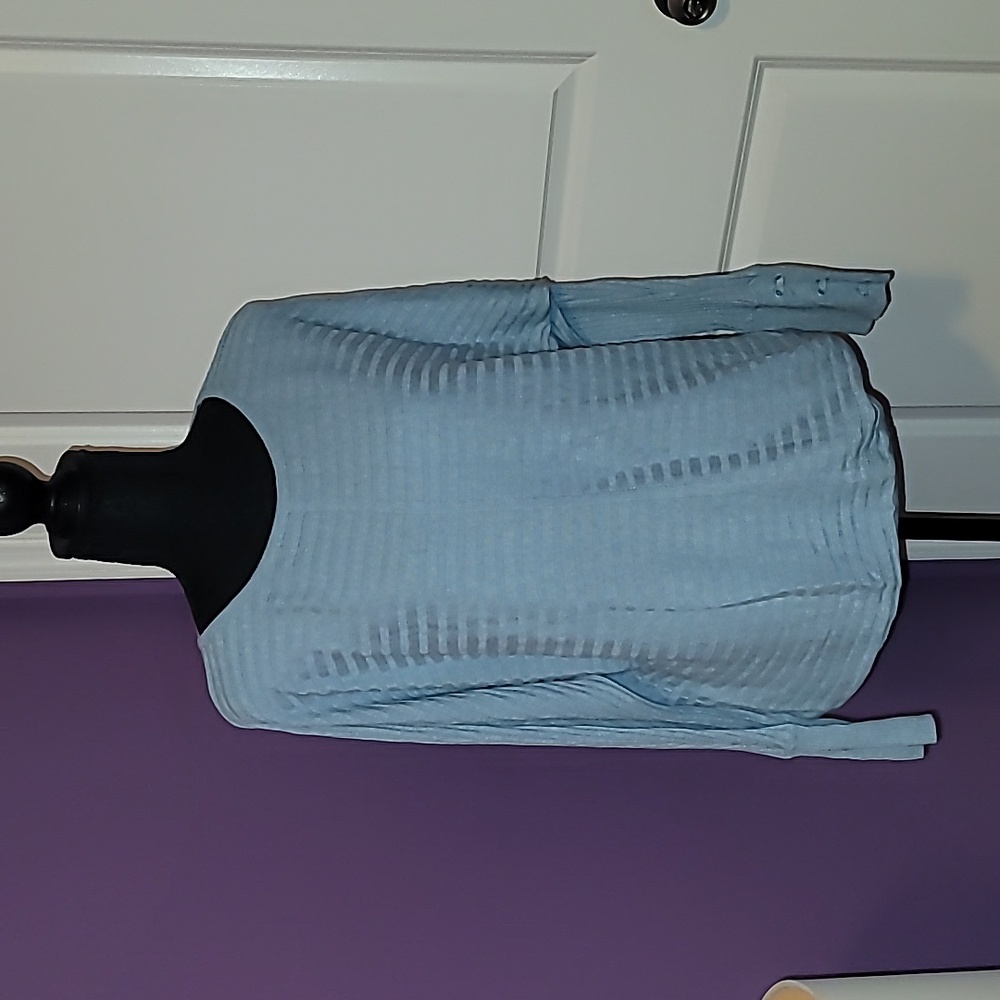 Soho Jeans Light Blue Striped Long Sleeve Top Sz: XL - Picture 2 of 7